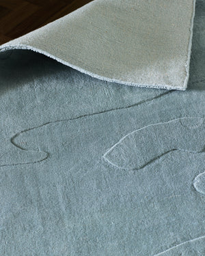 Pale Blue Textural Wool Rug Design